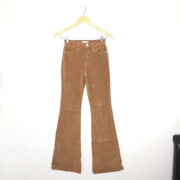Frame Brown Tan Le High Flare Corduroy Pants 25 - Picture 2 of 10